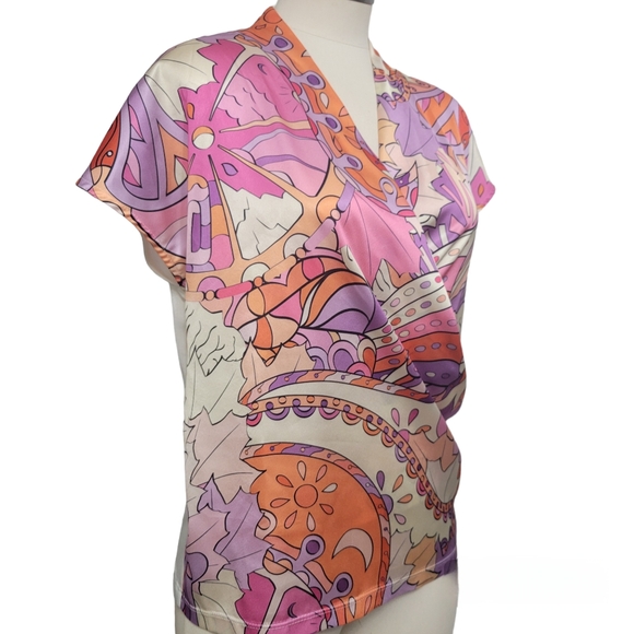 Lalipop Design Drape Satin Double Breasted Abstract Blouse Size S - Picture 4 of 10